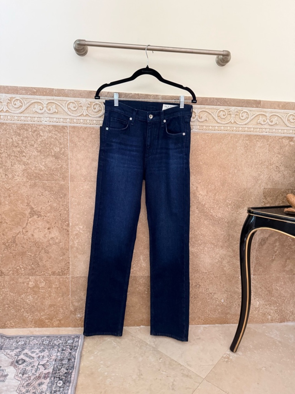 rag & bone Dark Indigo Straight-Leg Women's Jeans mid rise